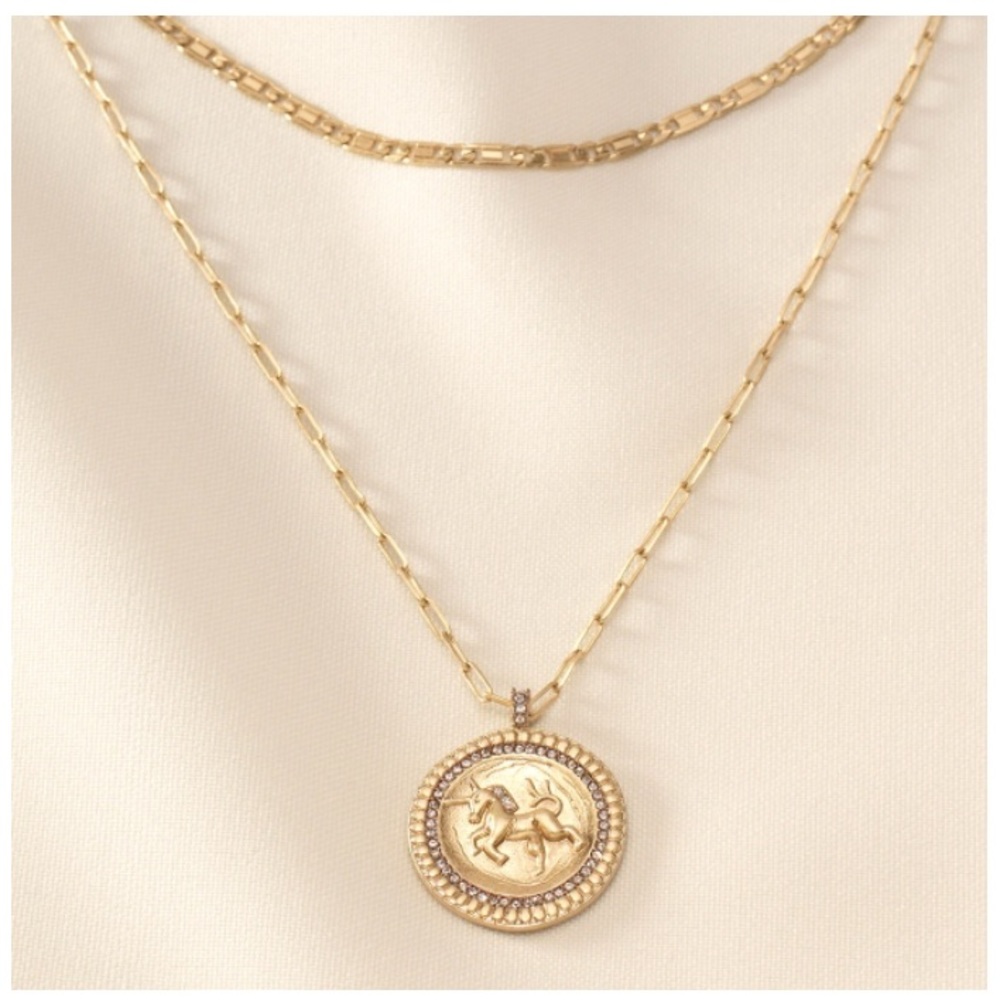 Stella & Dot Heritage Coin Pendant - Gold